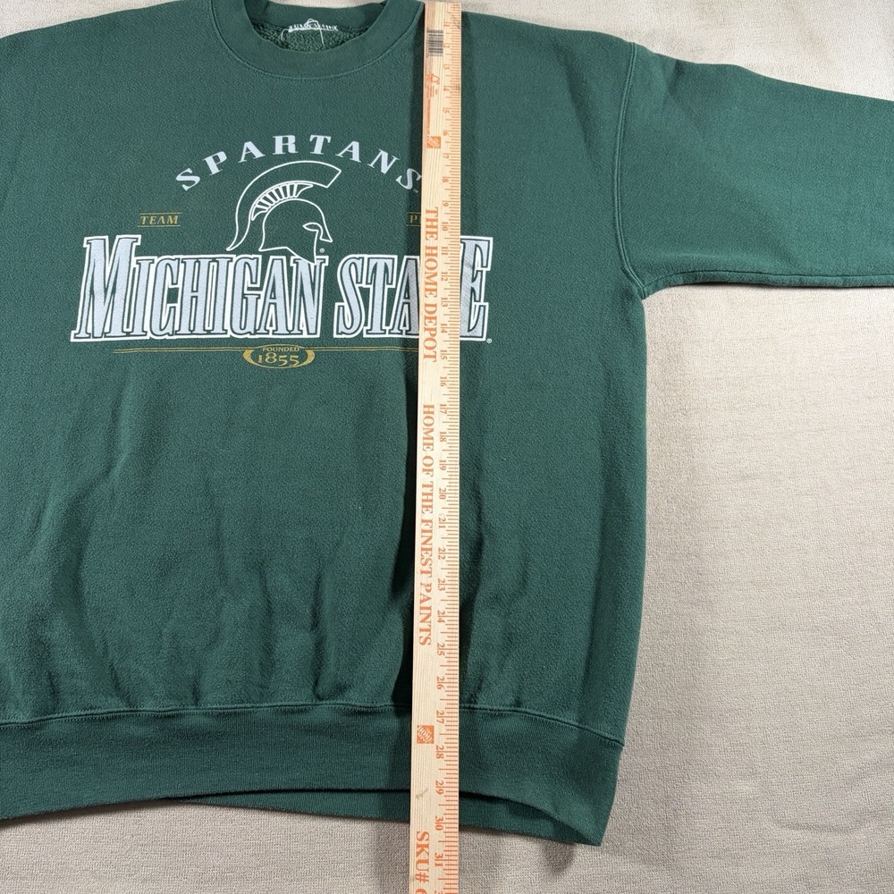 Vintage Michigan State Spartans Sweatshirt Mens XL Green Graphic Pullover 90s - Picture 5 of 6